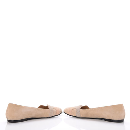 Hermes Suede Goatskin Crystal Powder Nice Ballerina Flats 39 Nude 5 of 10