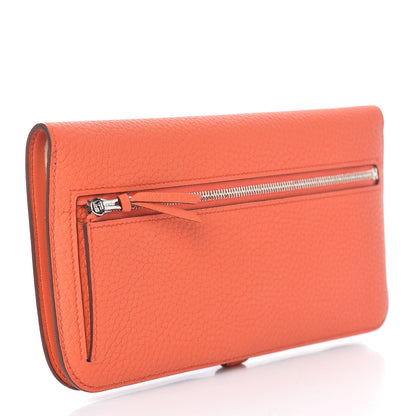 Hermes Togo Dogon Recto Verso Wallet Orange Poppy Rose Candy 3 of 10