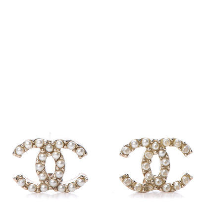 Chanel Pearl CC Earrings Light Gold 1 of 7