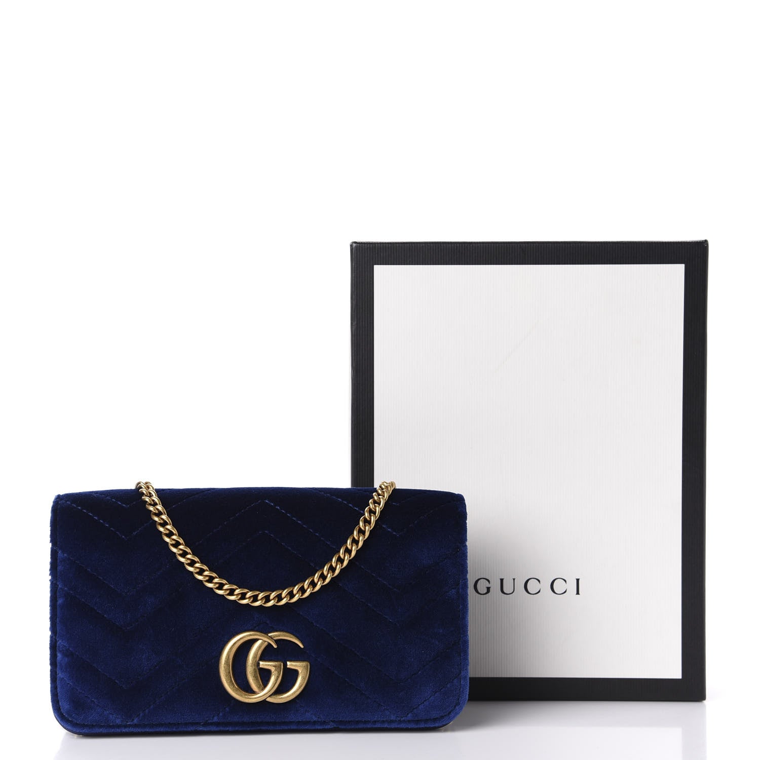 Gucci Velvet Matelasse GG Marmont Mini Bag Cobalt Blue 11 of 11