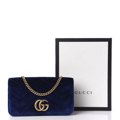 Gucci Velvet Matelasse GG Marmont Mini Bag Cobalt Blue 11 of 11