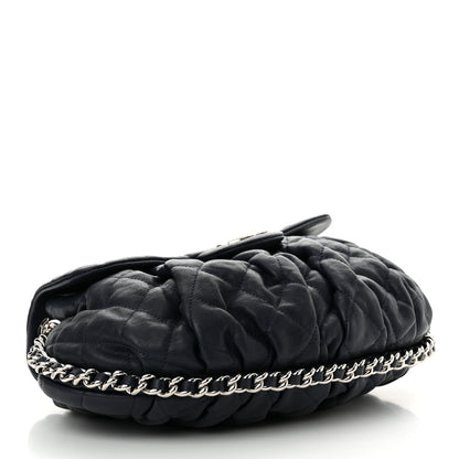 Chanel Washed Lambskin Quilted Medium Chain Around Messenger Navy Blue 4 of 11