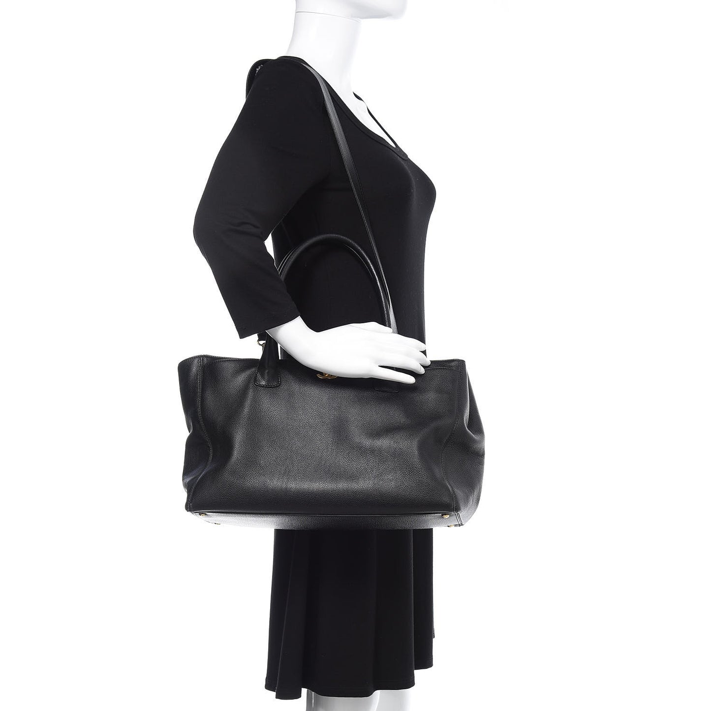 Calfskin Cerf Shopper Tote Black