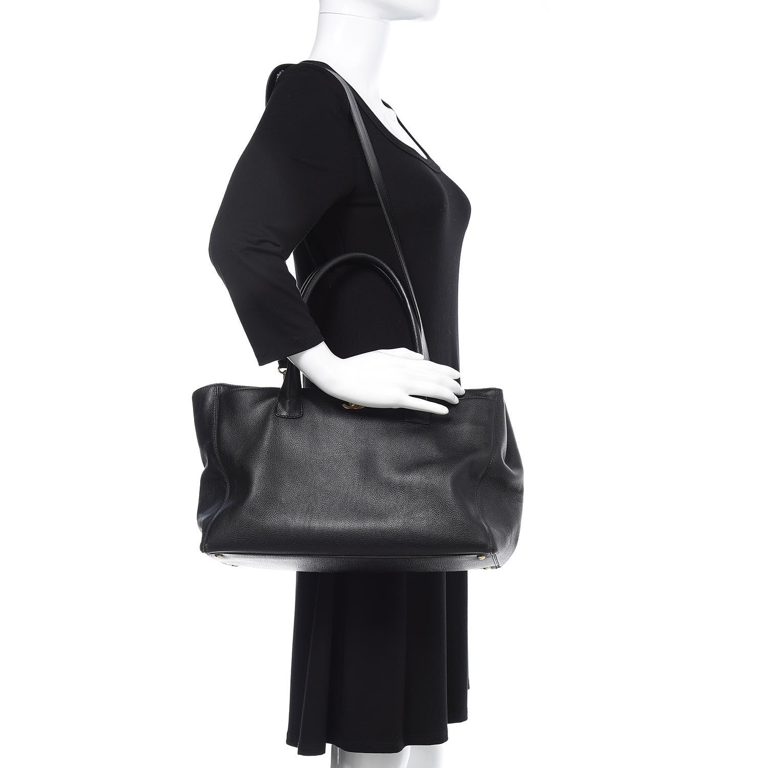 Chanel Calfskin Cerf Shopper Tote Black 2 of 16