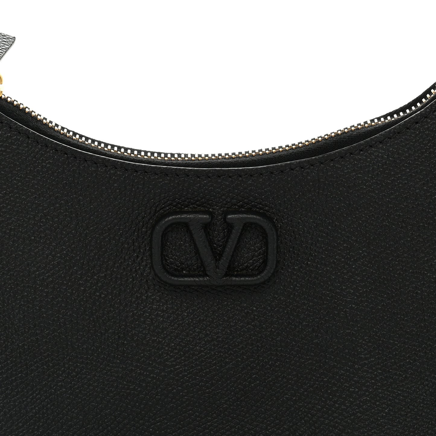 Grainy Calfskin Mini Vlogo Hobo Bag Black