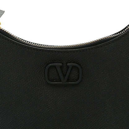 Valentino Garavani Grainy Calfskin Mini Vlogo Hobo Bag Black 7 of 10