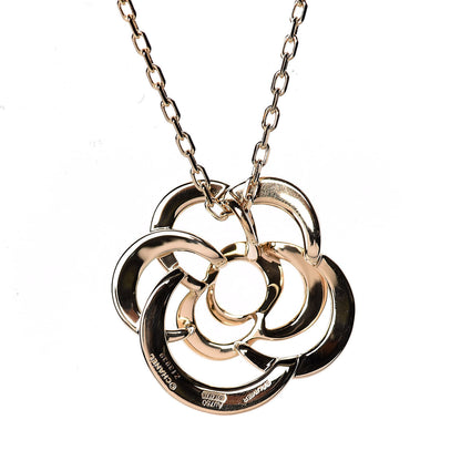 Chanel 18K Yellow Gold Fil de Camelia Pendant Necklace 6 of 7