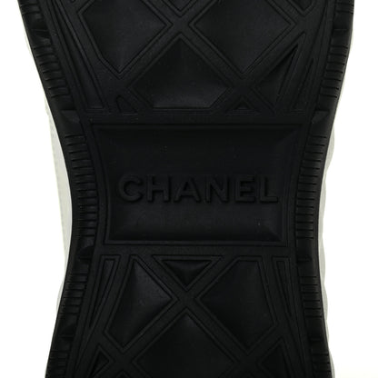 Chanel Velvet Calfskin Mixed Fibers CC Sneakers 37.5 Ivory Black 6 of 9