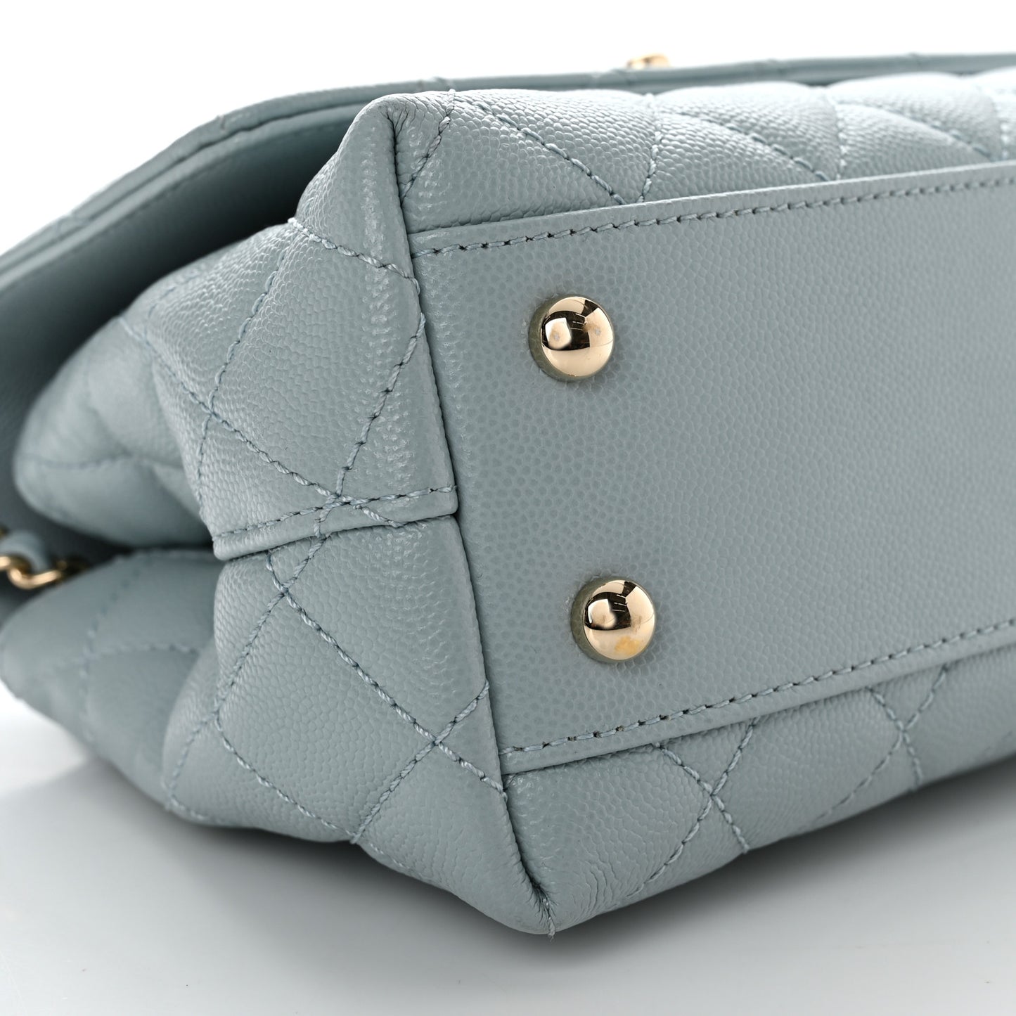 Caviar Quilted Mini Coco Handle Flap Light Blue