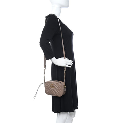Gucci Calfskin Matelasse Mini GG Marmont Chain Shoulder Bag Porcelain Rose 2 of 11