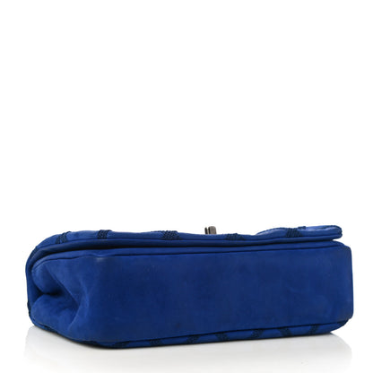 Chanel Suede Diamond Embellished Medium Single Flap Blue 4 of 10