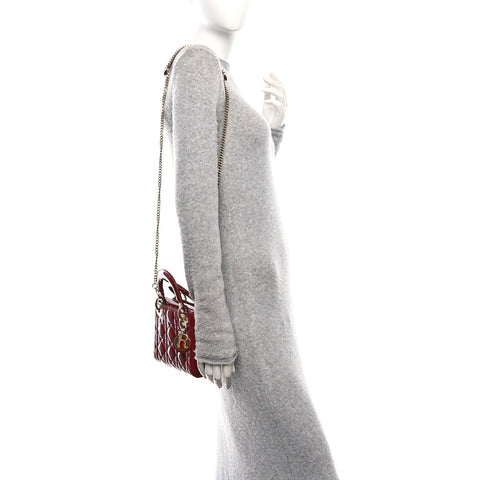 Patent Cannage Mini Lady Dior Red