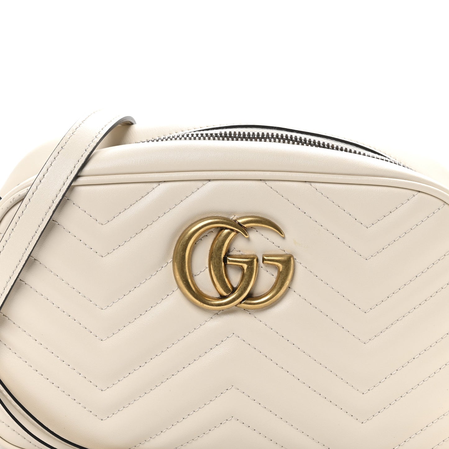 Calfskin Matelasse Small GG Marmont Chain Shoulder Bag White