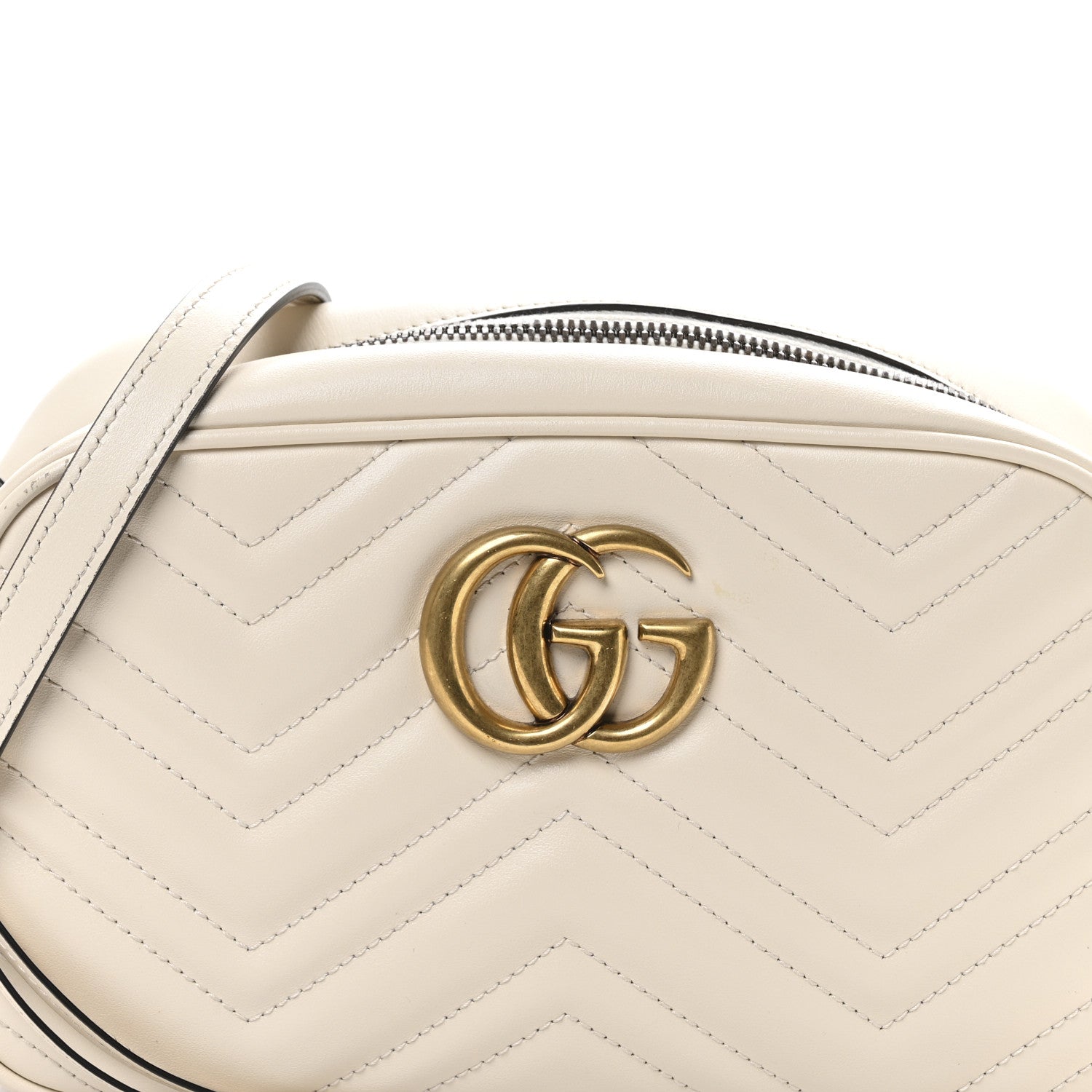 Gucci Calfskin Matelasse Small GG Marmont Chain Shoulder Bag White 8 of 10