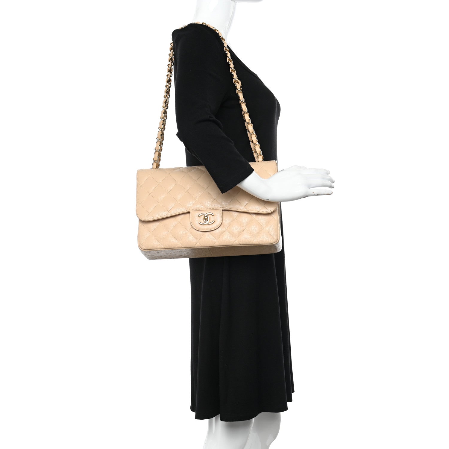 Chanel Caviar Quilted Jumbo Double Flap Beige Clair 2 of 12