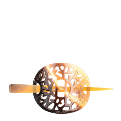 Hermes Buffalo Horn Curved Rocaille Hair Barette Natural 1 of 5