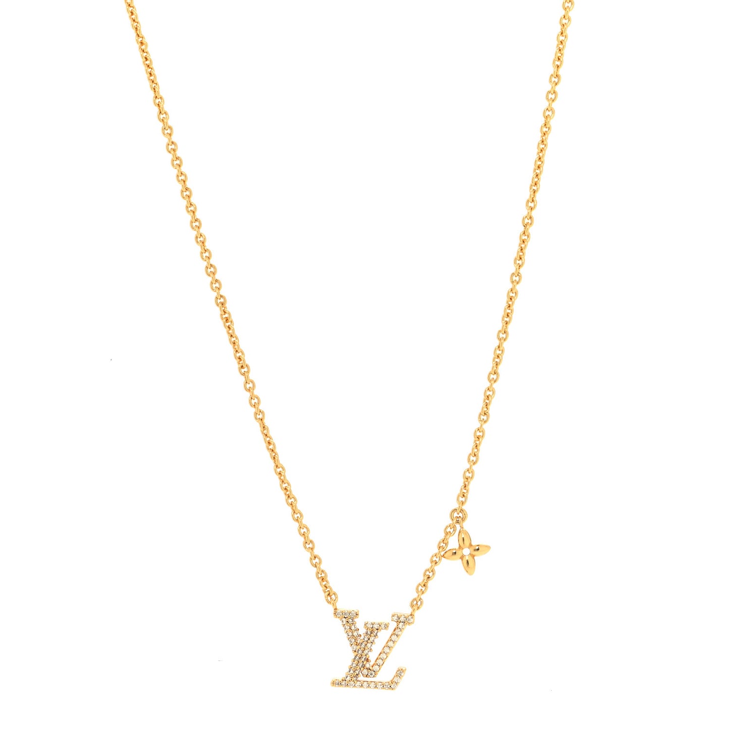 Metal Crystal LV Iconic Necklace Gold