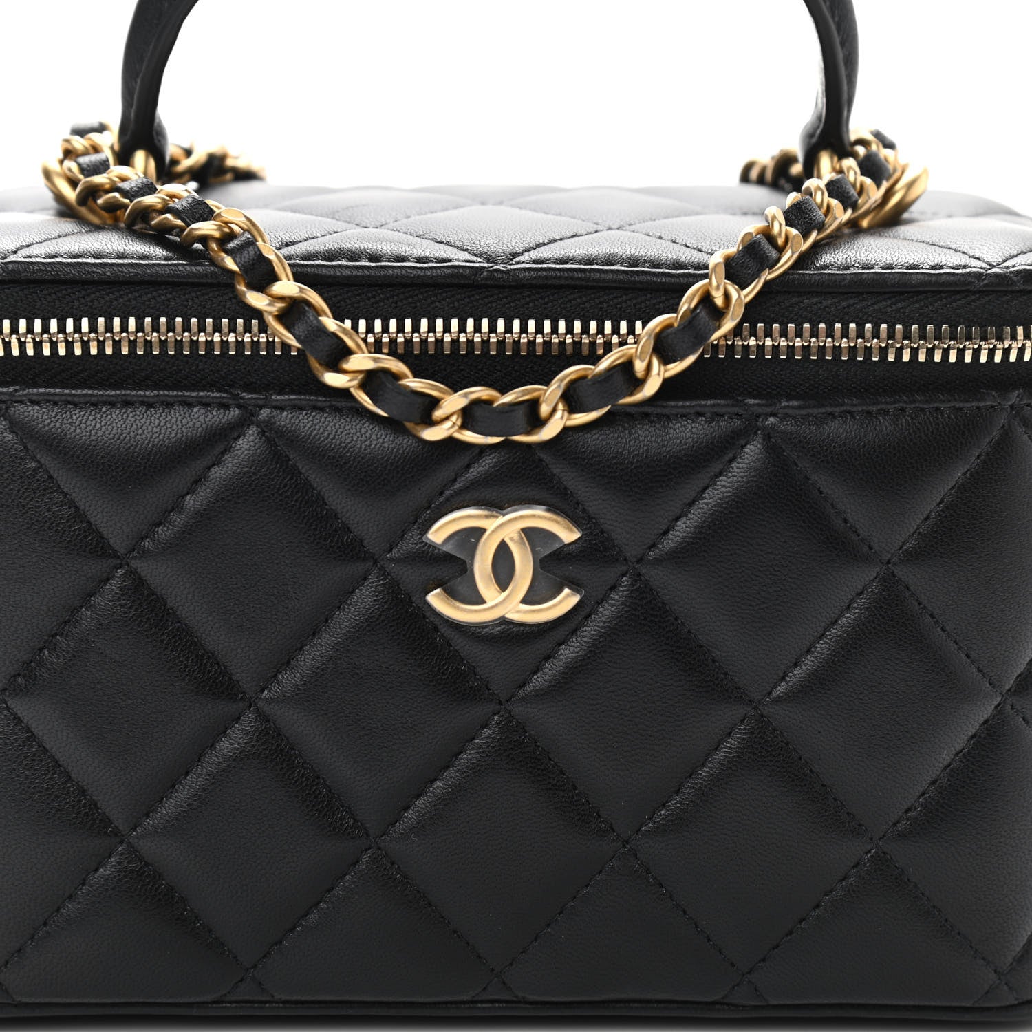 Chanel Lambskin Quilted Small Top Handle Vanity Case With Chain Black 8 of 11