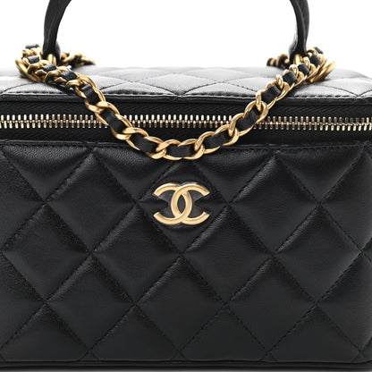 Chanel Lambskin Quilted Small Top Handle Vanity Case With Chain Black 8 of 11