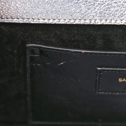 Saint Laurent Textured Metallic Calfskin Classic Monogram Cassandre Clutch Silver 12 of 17