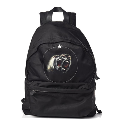 Givenchy Nylon Calfskin Monkey Brother Print Backpack Black 1 of 11
