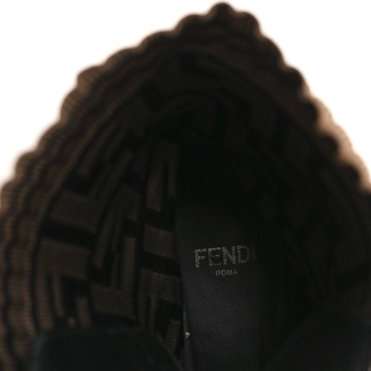 Fendi Calfskin Stretch Fabric FF Rockoko Biker Boots 37.5 Black Tobacco 7 of 7