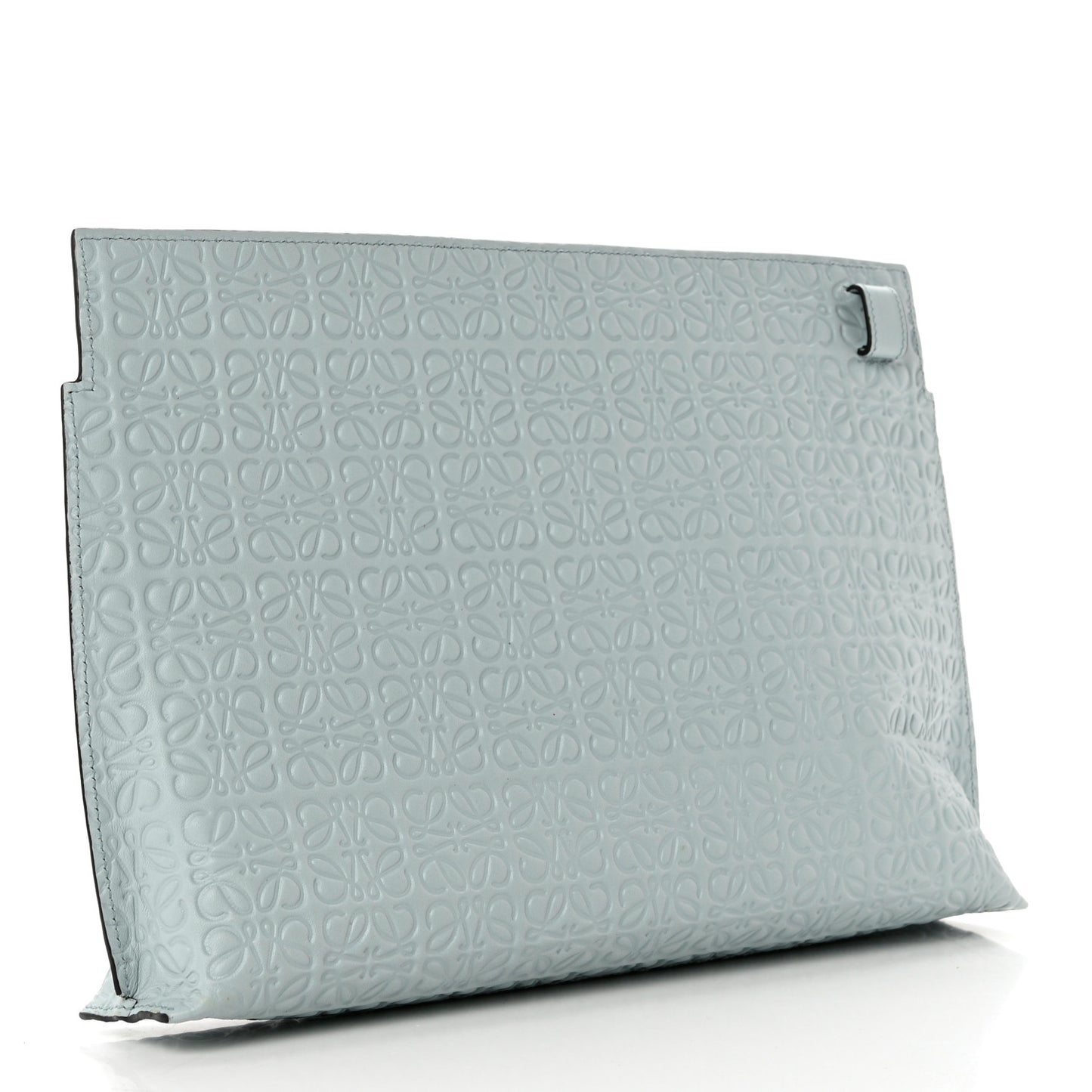 Calfskin Embossed Repeat T Pouch Light Blue