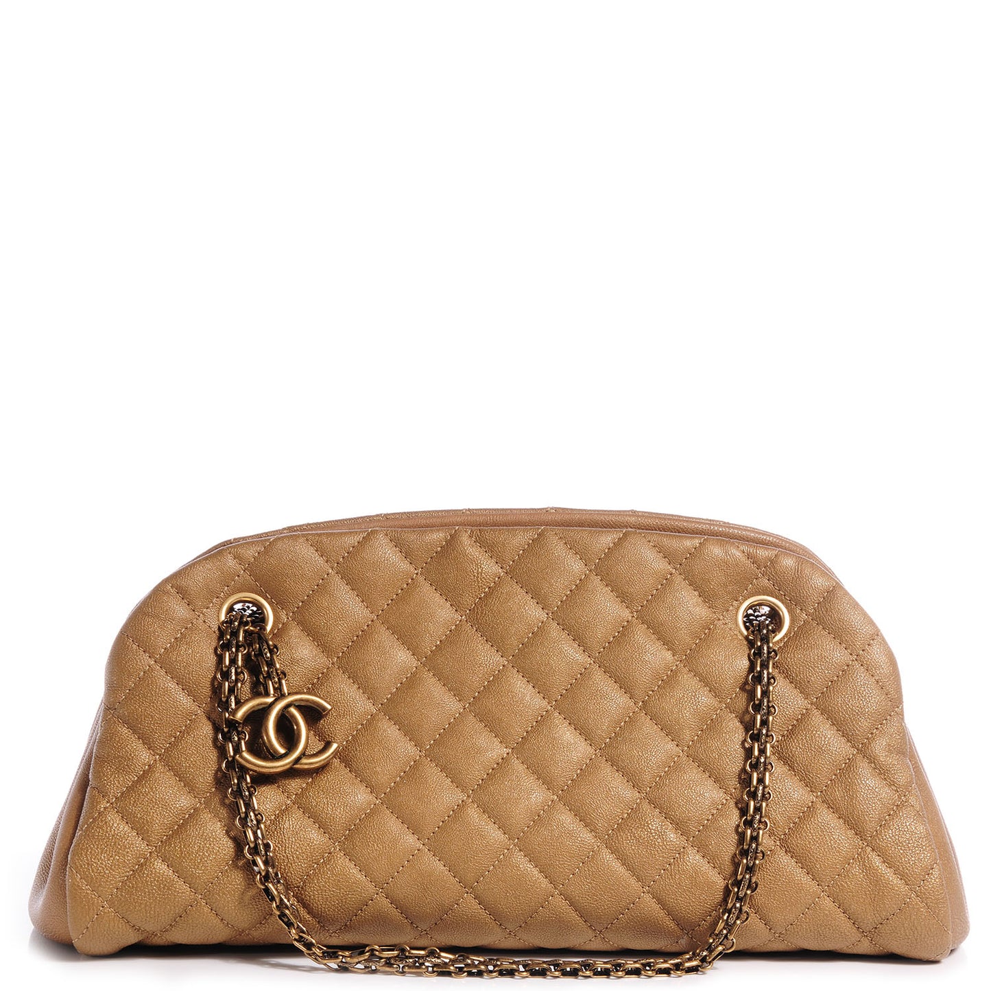 Metallic Calfskin Quilted Medium Just Mademoiselle Gold