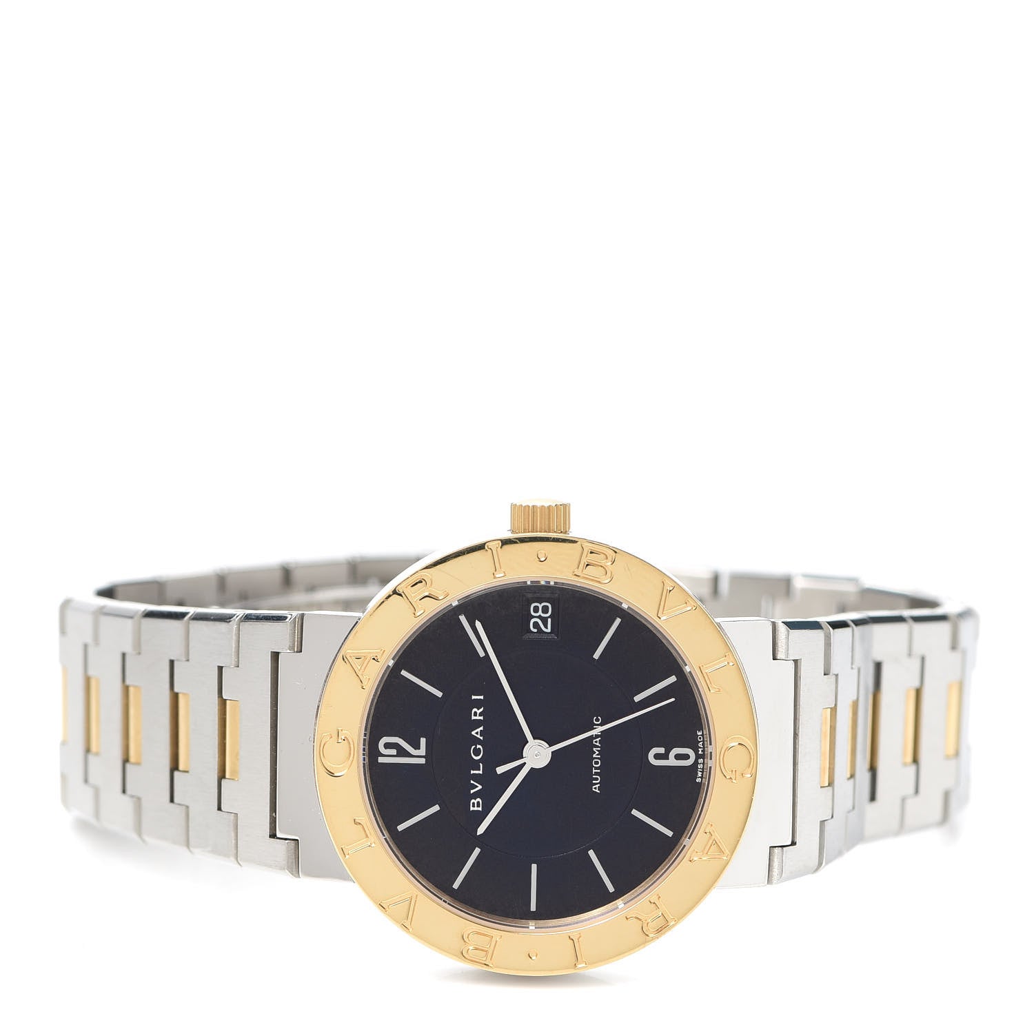 Bulgari Stainless Steel 18K Yellow Gold 33mm Quartz Watch Black 2 of 6