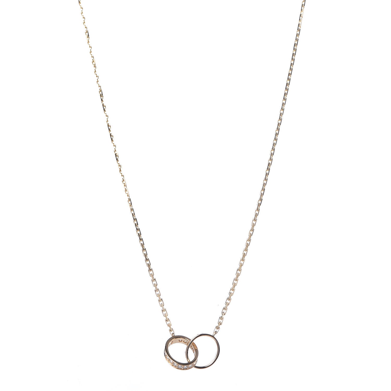 Cartier 18K Yellow Gold Diamond Interlocking LOVE Necklace 1 of 6