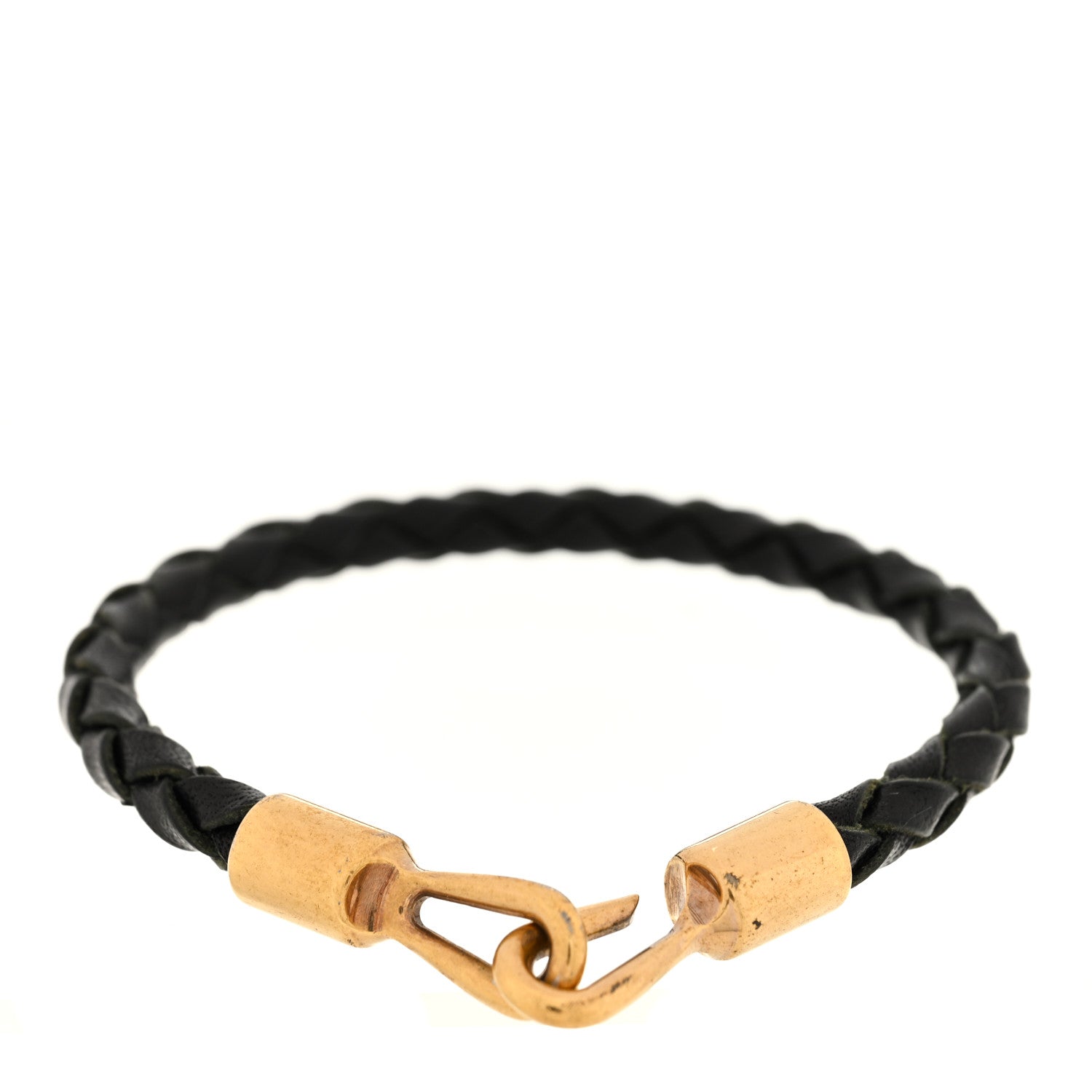 Saint Laurent Calfskin Braided Bracelet Black Gold 1 of 4