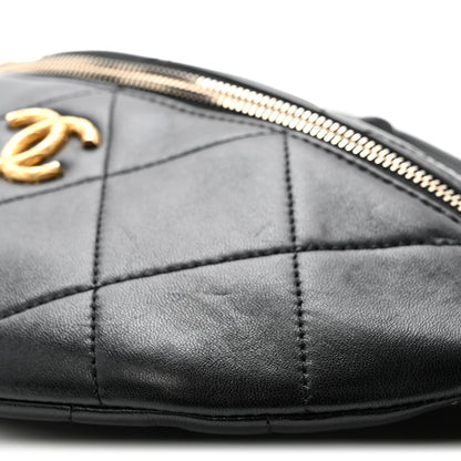 Chanel Lambskin Quilted Logo Letter Waist Bag Black 10 of 10