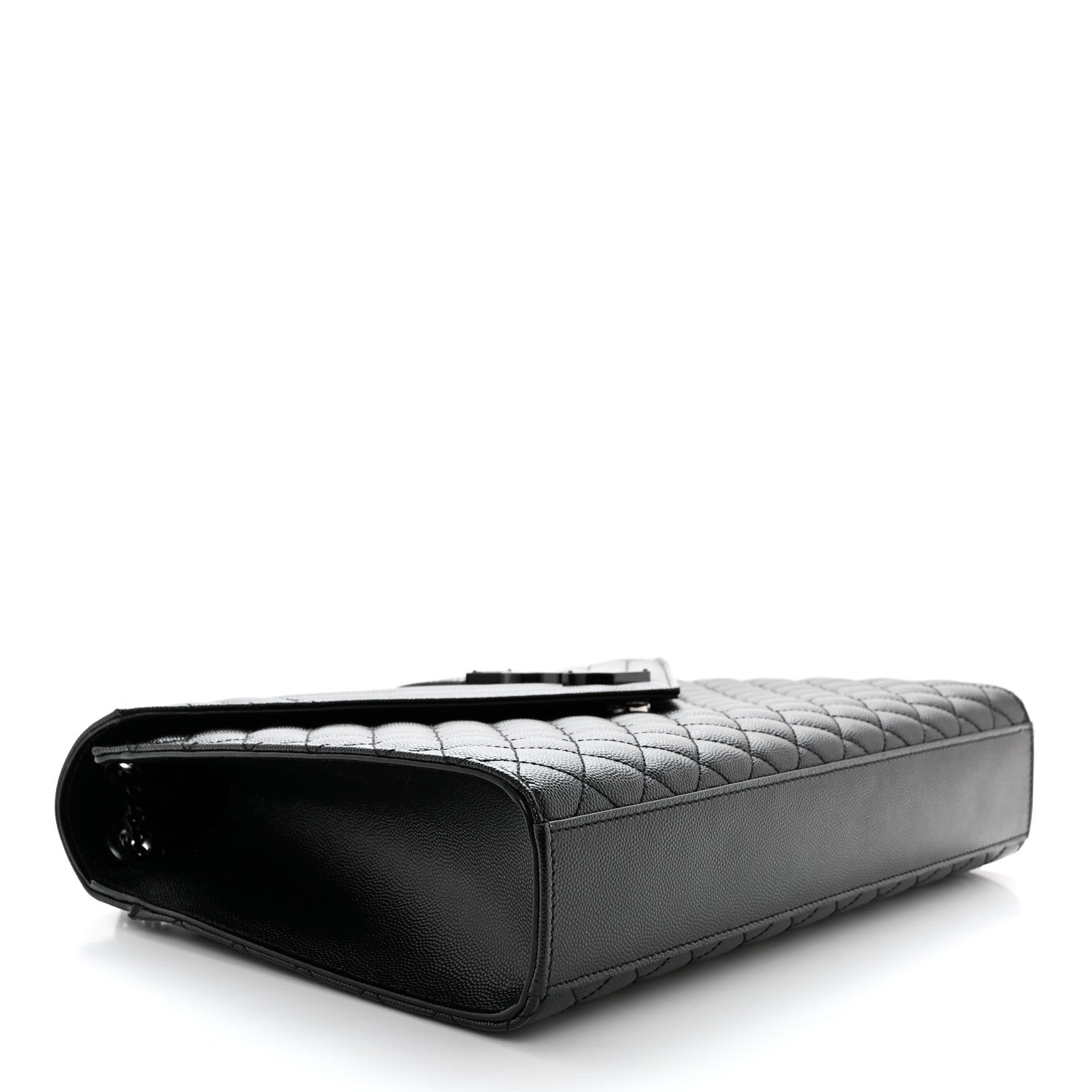 Saint Laurent Grain De Poudre Textured Mixed Matelasse Large Triquilt Monogram Monochrome Satchel Black 4 of 10