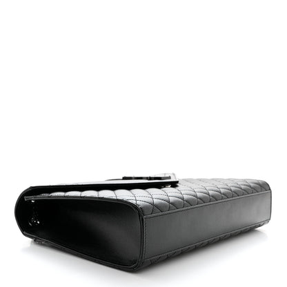 Saint Laurent Grain De Poudre Textured Mixed Matelasse Large Triquilt Monogram Monochrome Satchel Black 4 of 10