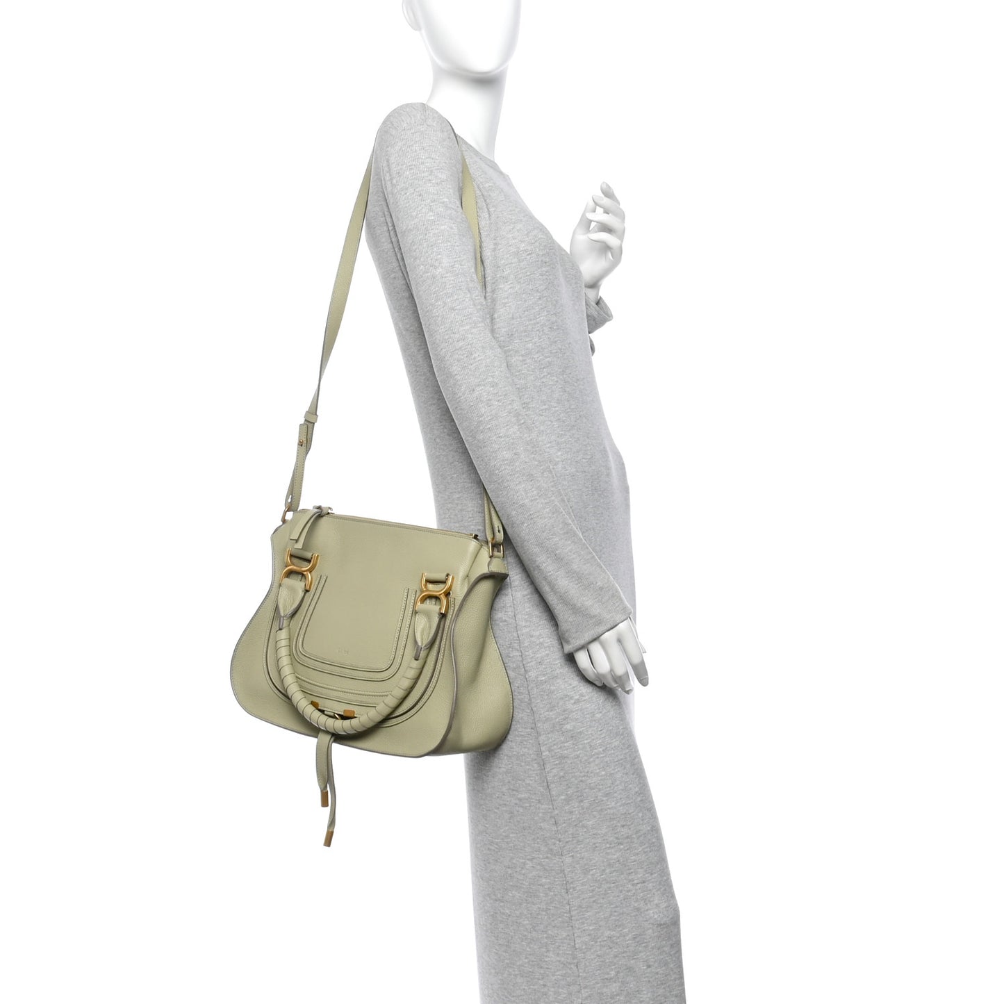 Calfskin Medium Marcie Satchel Faded Green