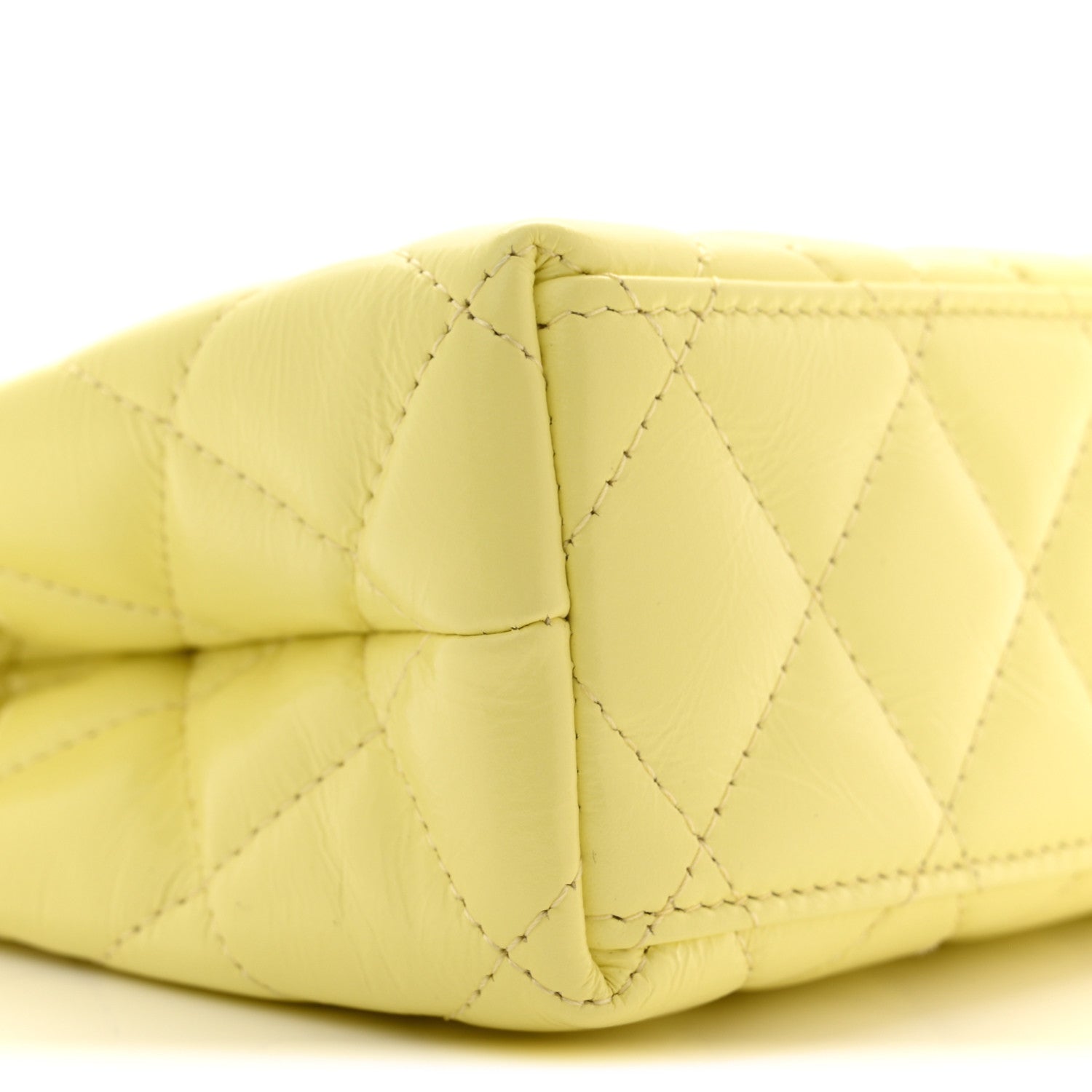 Chanel Shiny Aged Calfskin Quilted Nano Kelly Shopper Light Yellow 9 of 11