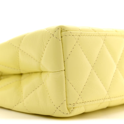 Chanel Shiny Aged Calfskin Quilted Nano Kelly Shopper Light Yellow 9 of 11