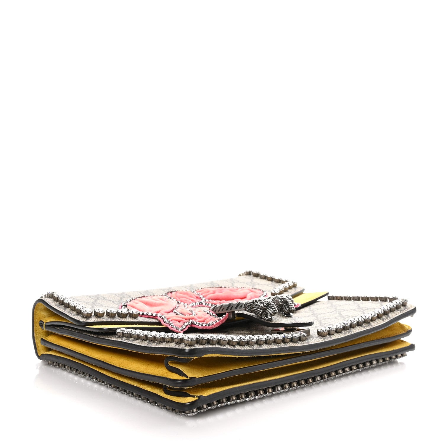 Gucci GG Supreme Monogram Crystal Bow Embroidered Medium Dionysus Shoulder Bag Yellow 4 of 12
