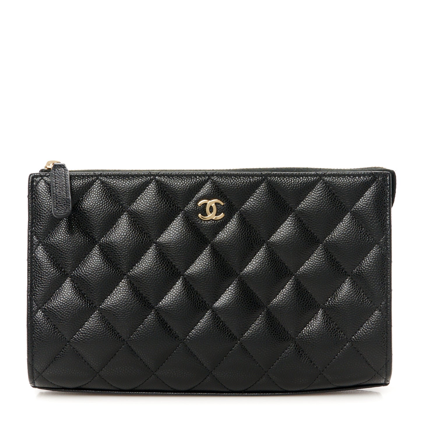 Caviar Quilted Classic Small Zipped Pouch Black