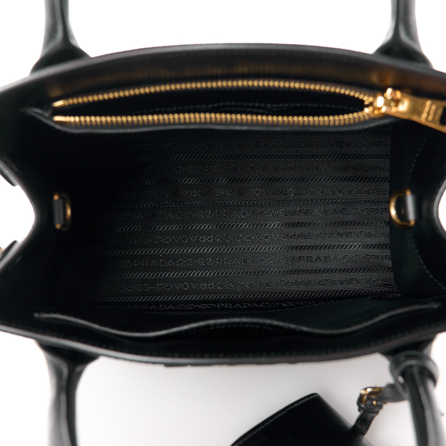 Saffiano Cuir Calfskin Small Monochrome Top Handle Tote Black