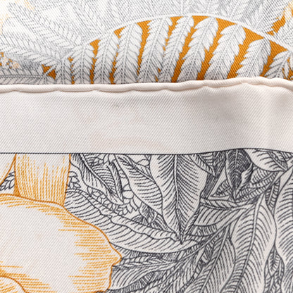Hermes Silk Faubourg Tropical Scarf 90 Sepia White Caramel 7 of 14