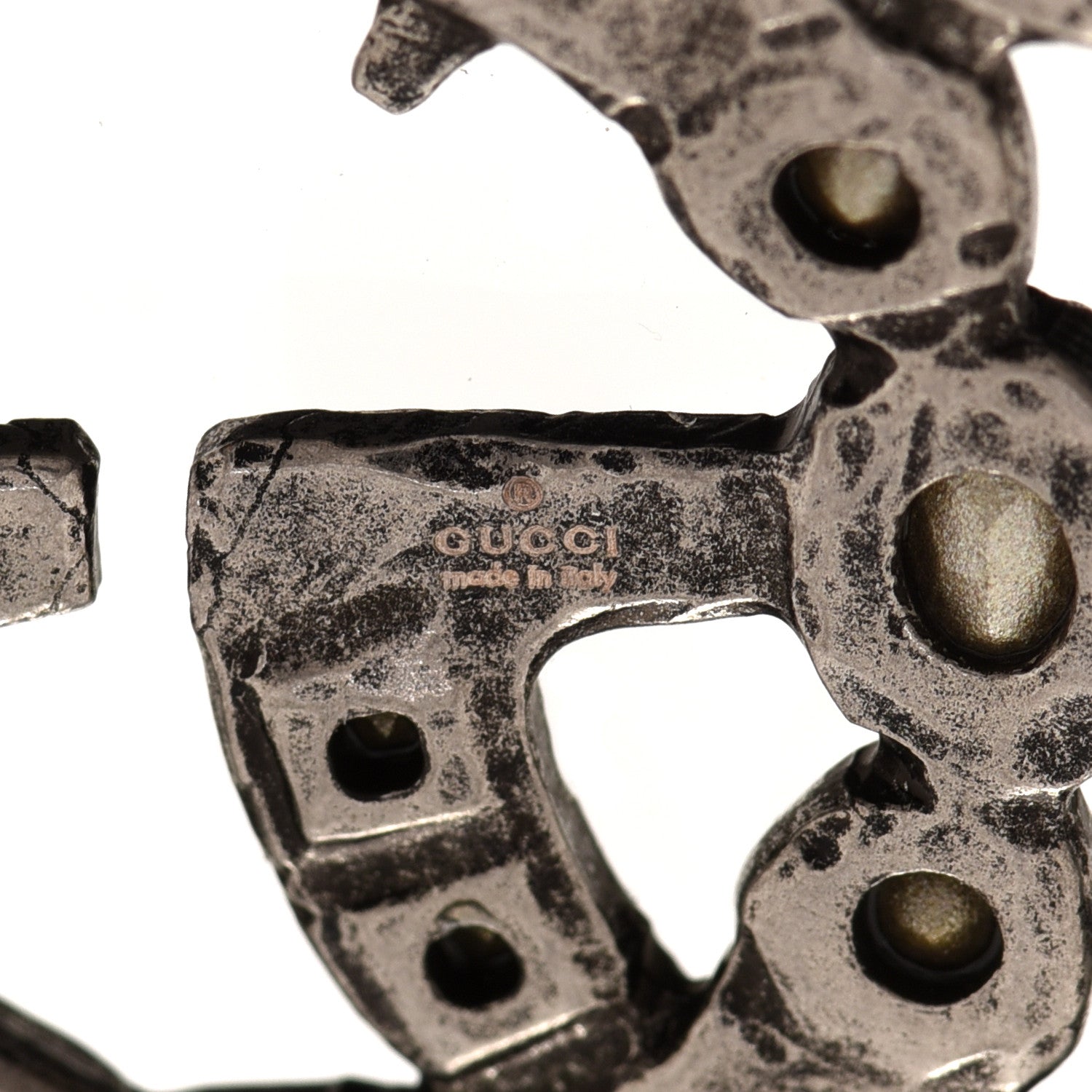Gucci Oxidized Palladium Crystal Double G Bracelet Silver 5 of 6