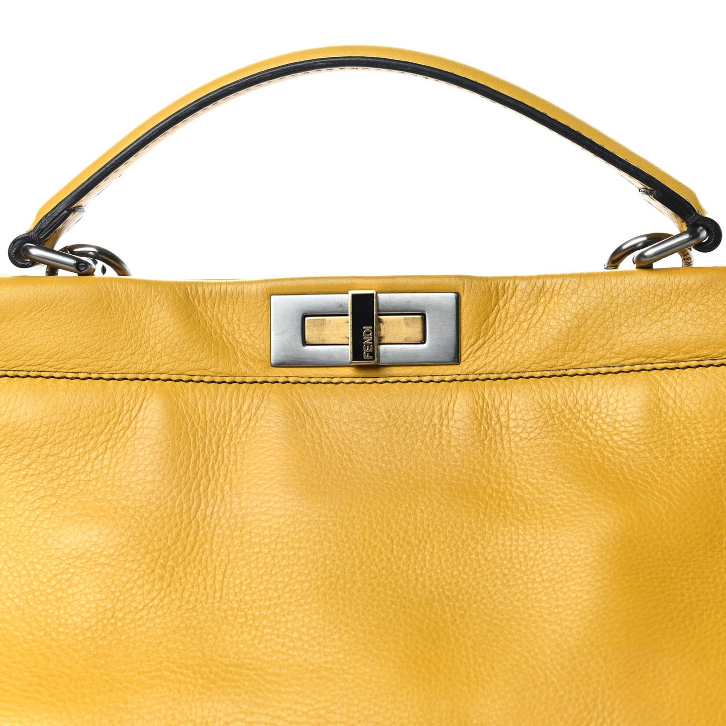 Vitello Zucca Large Peekaboo Iconic Satchel Yellow Tobacco