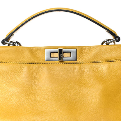 Fendi Vitello Zucca Large Peekaboo Iconic Satchel Yellow Tobacco 9 of 9