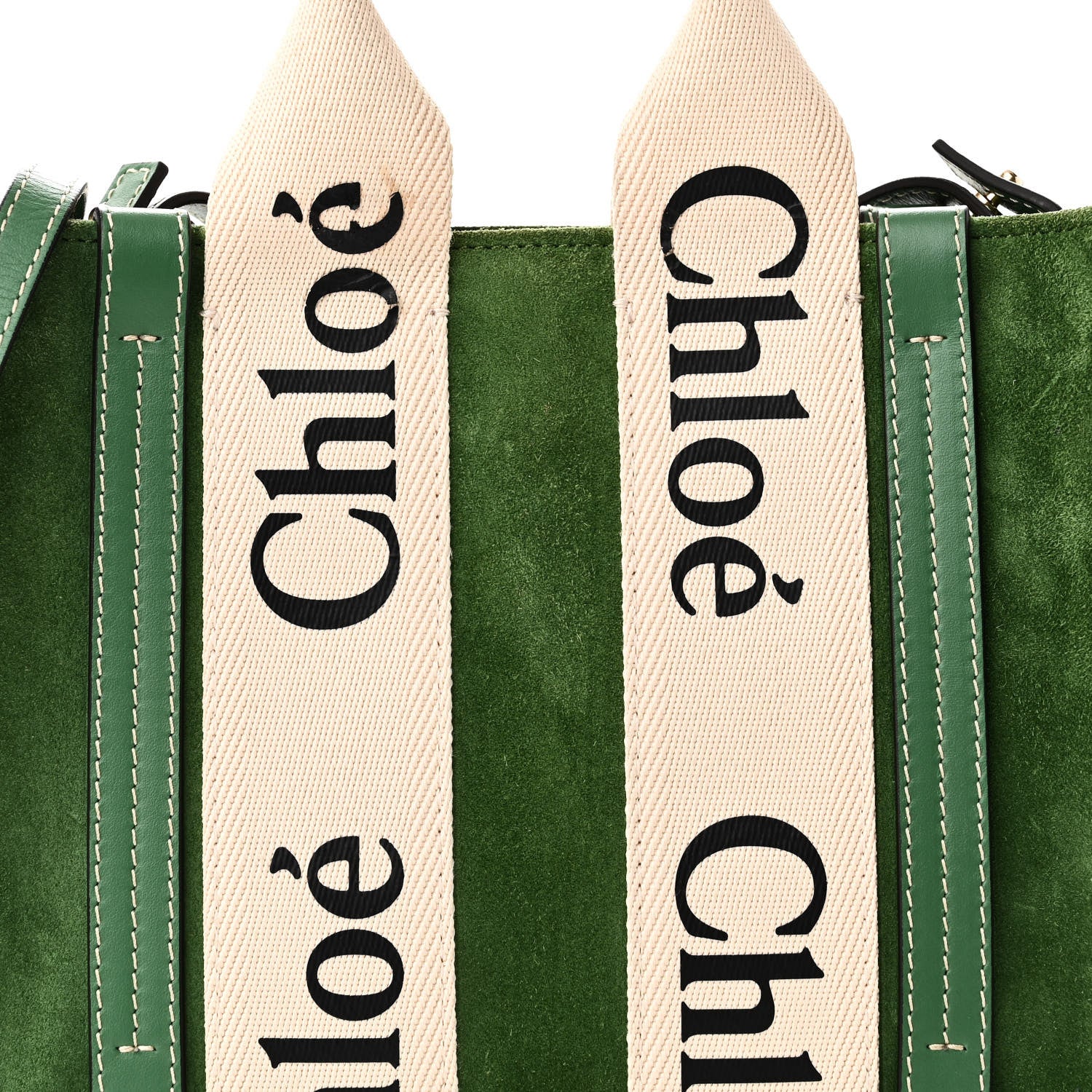 Chloe Suede Calfskin Small Woody Tote Bright Green 7 of 9
