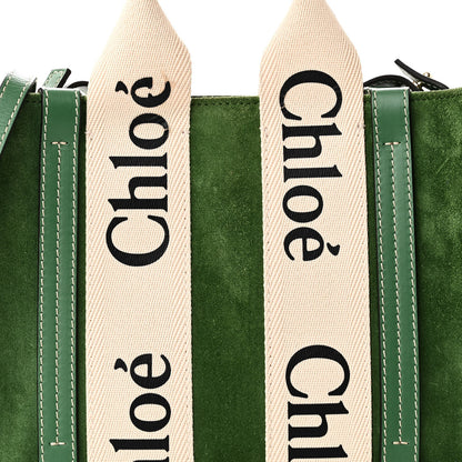 Chloe Suede Calfskin Small Woody Tote Bright Green 7 of 9