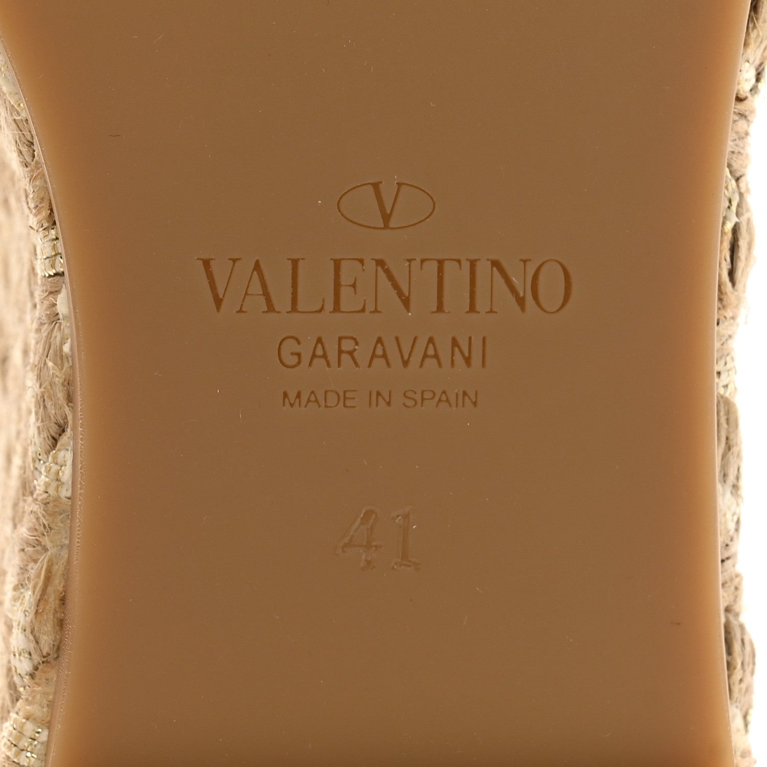 Valentino Garavani Grained Calfskin Rockstud Crisscross Ankle Strap Espadrille Wedge Sandals 41 Light Ivory 7 of 9