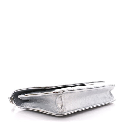 Chanel Metallic Lambskin Quilted Wallet On Chain WOC Silver 3 of 13