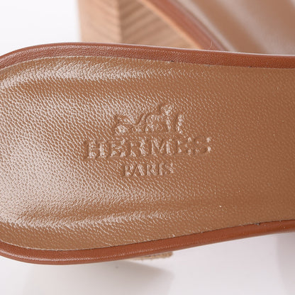 Hermes Calfskin Oasis Sandals 37 Gold 5 of 8