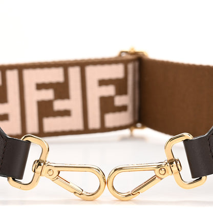 Fendi Ribbon Vitello Century FF 1974 Embroidered Adjustable Strap You Fango Rosa Confetto Chocolate 3 of 5